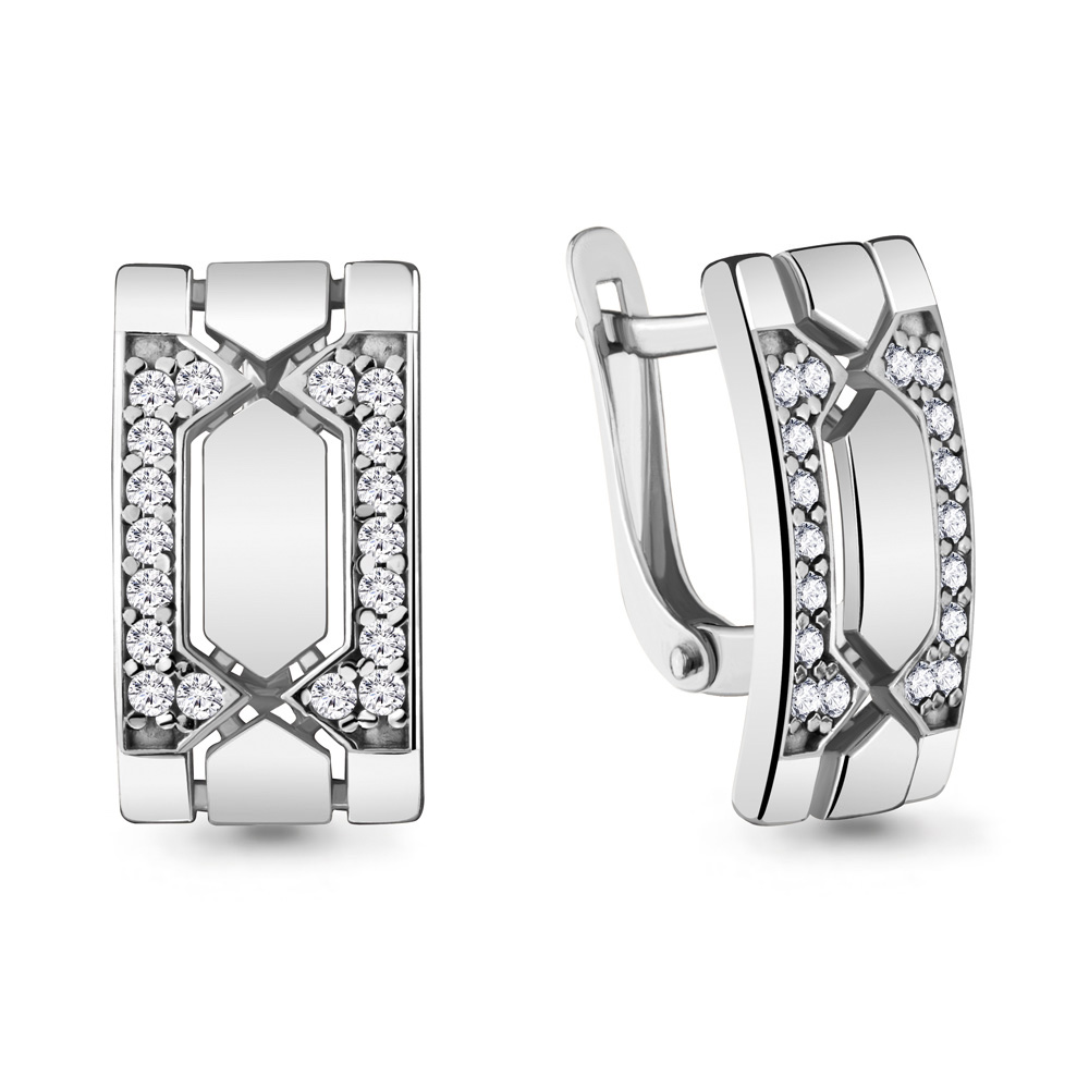 48087А Серьги из Серебра с фианитами