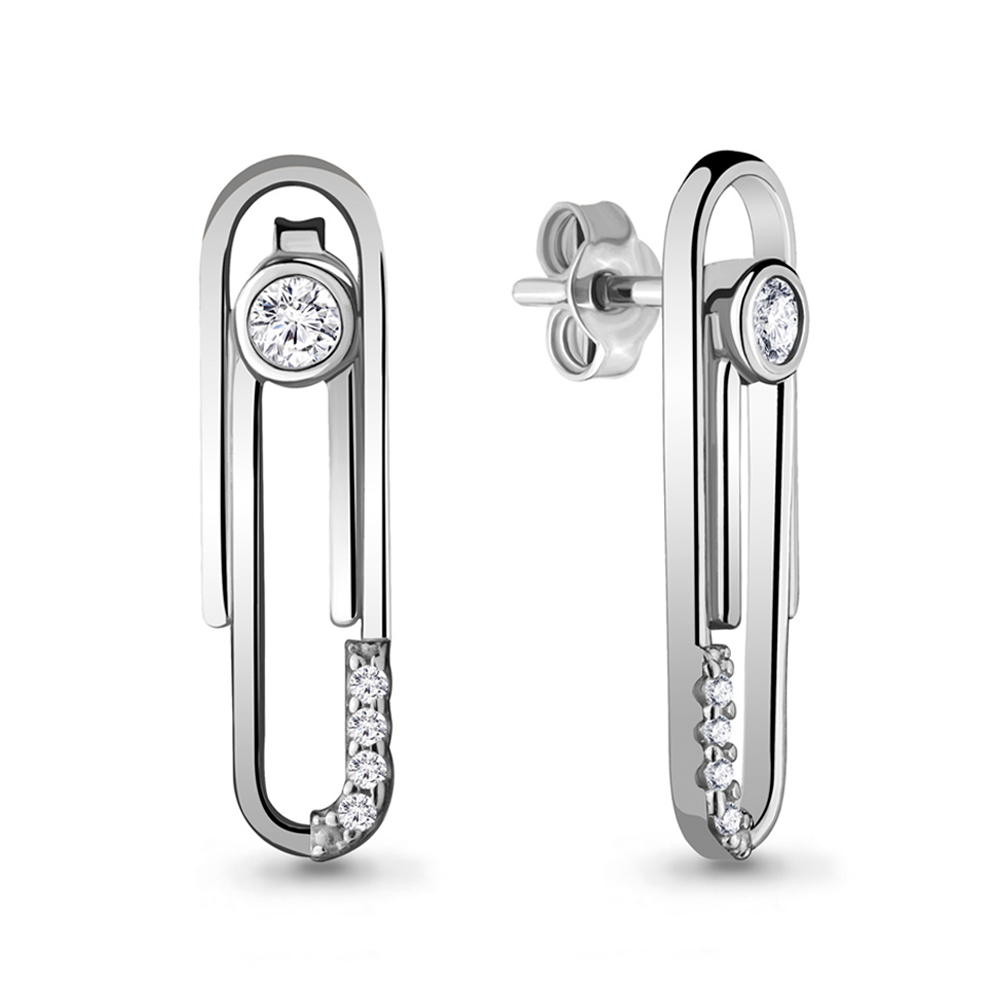 48101А Серьги из Серебра с фианитами