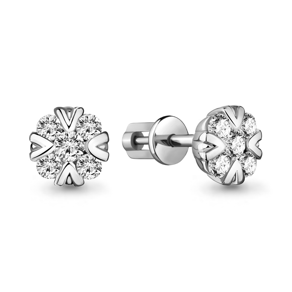 48125А Серьги из Серебра с фианитами