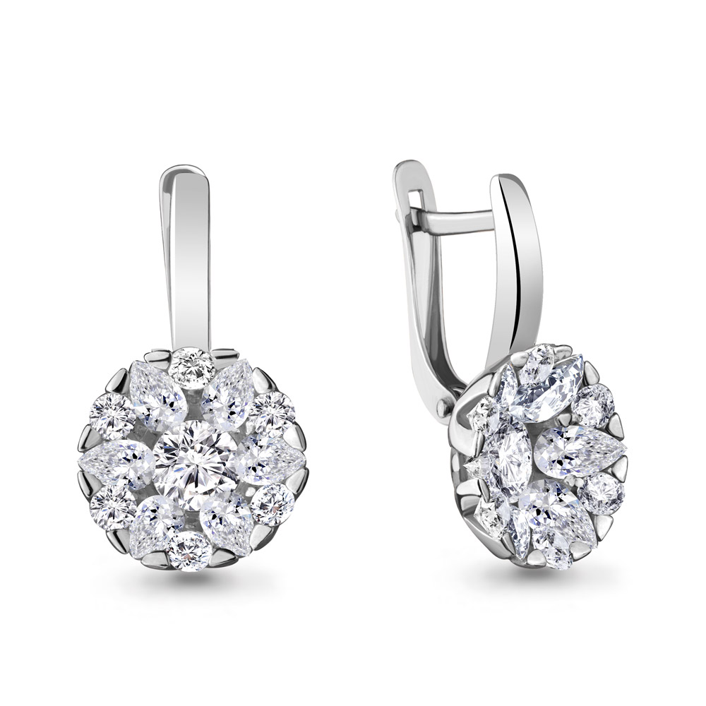 48129А Серьги из Серебра с фианитами