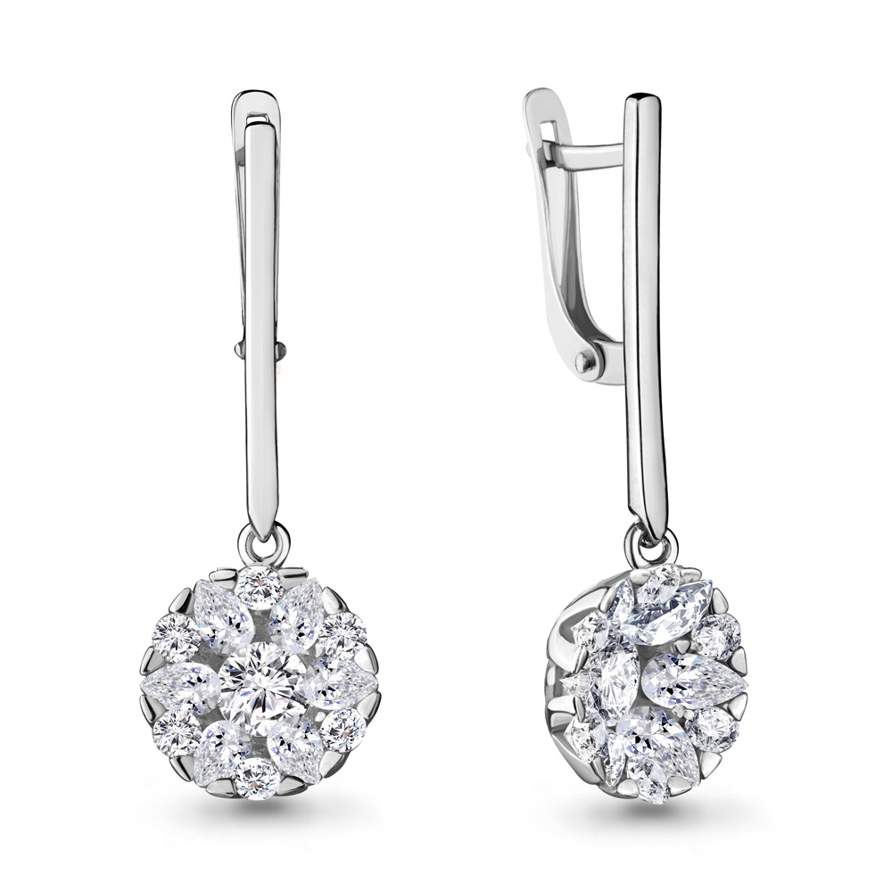 48130А Серьги из Серебра с фианитами