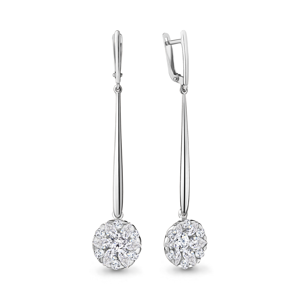 48132А Серьги из Серебра с фианитами