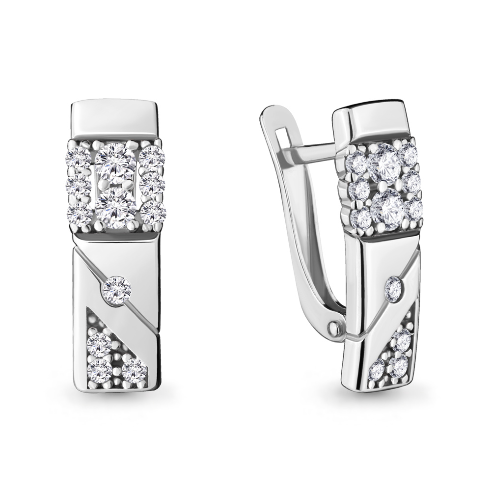 48133А Серьги из Серебра с фианитами