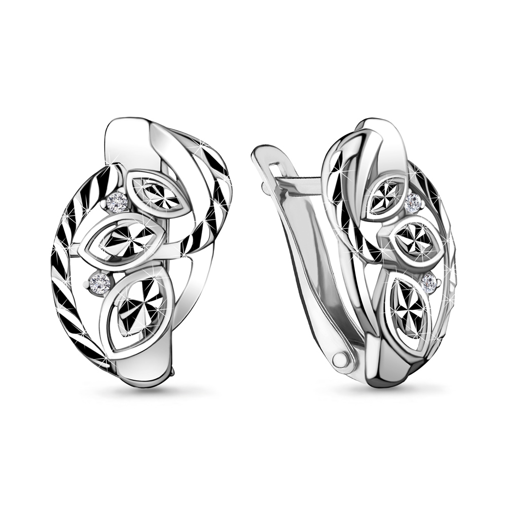 48186А Серьги из Серебра с фианитами