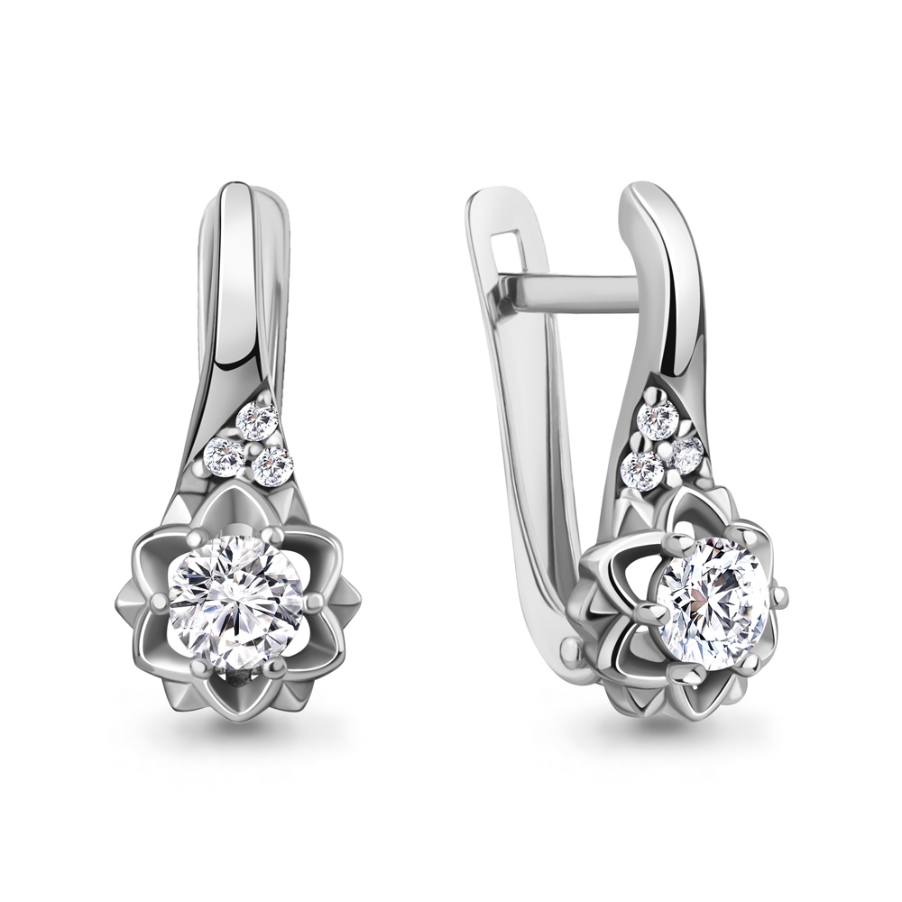 48202А Серьги из Серебра с фианитами