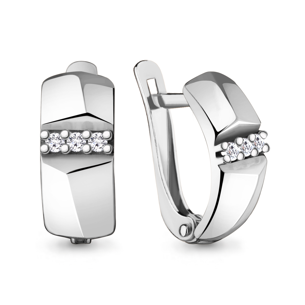 48211А Серьги из Серебра с фианитами из коллекции "Rich"