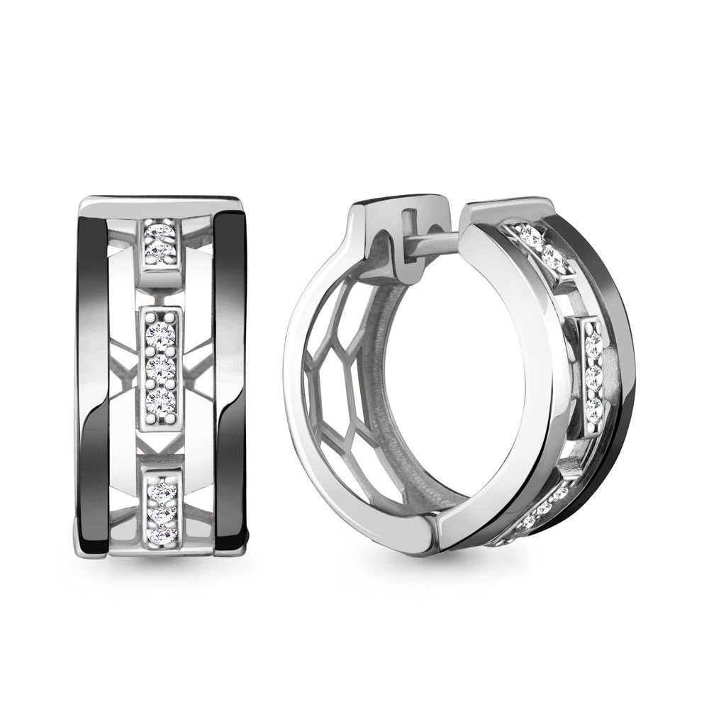 48215А Серьги из Серебра с фианитами из коллекции "Rich"