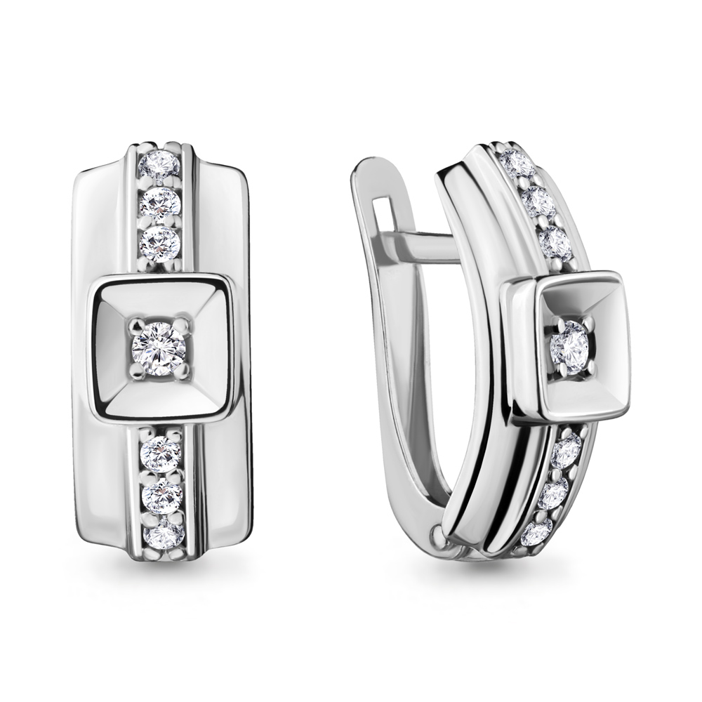48216А Серьги из Серебра с фианитами из коллекции "Rich"