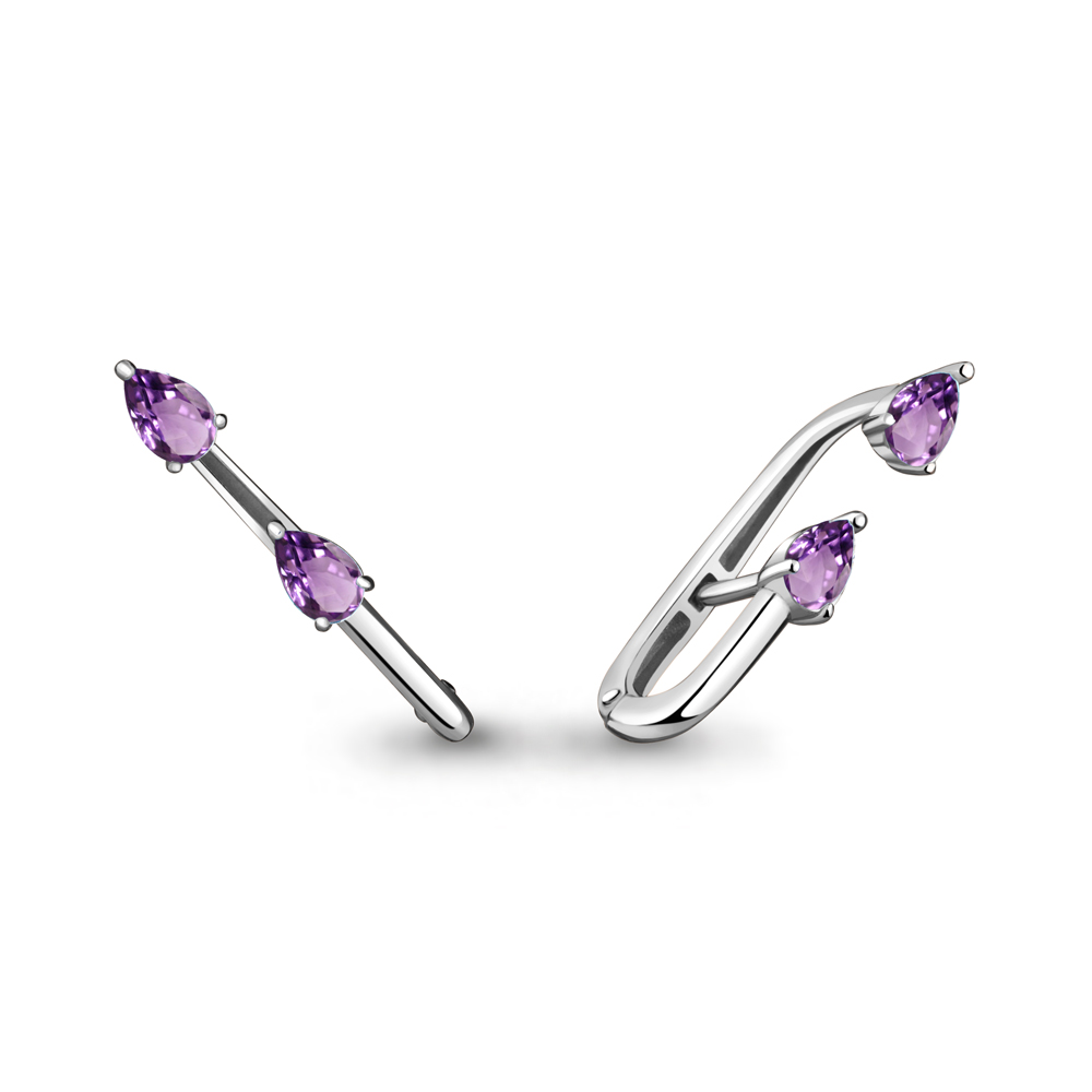 4822604 Серьги из Серебра с аметистами