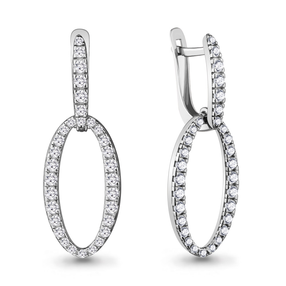 48253А Серьги из Серебра с фианитами из коллекции "Spark"