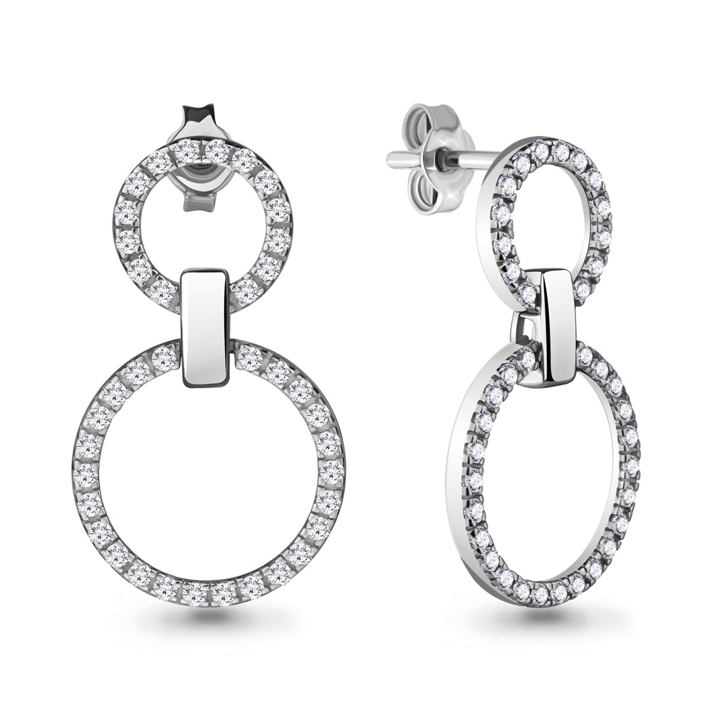 48254А Серьги из Серебра с фианитами из коллекции "Spark"