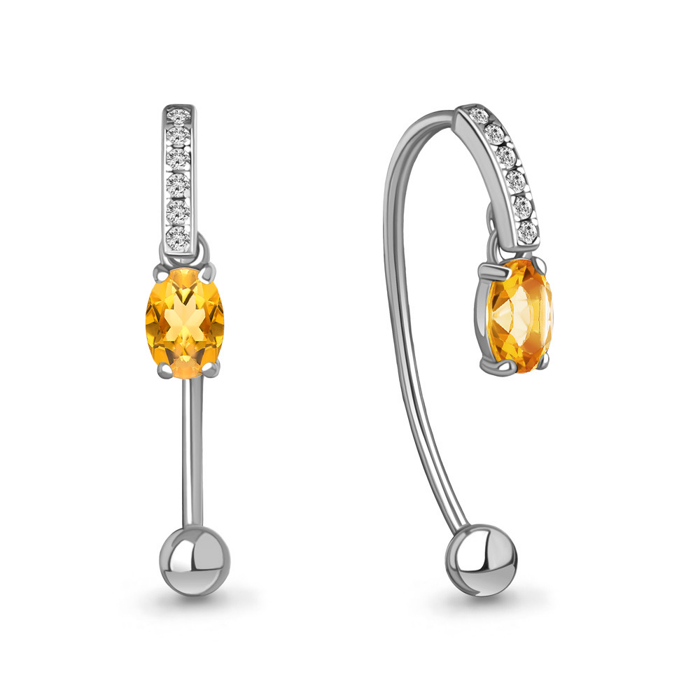 4829606А Серьги из Серебра с фианитами, цитринами