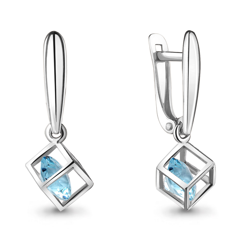 4830102 Серьги из Серебра с топазами скай блю