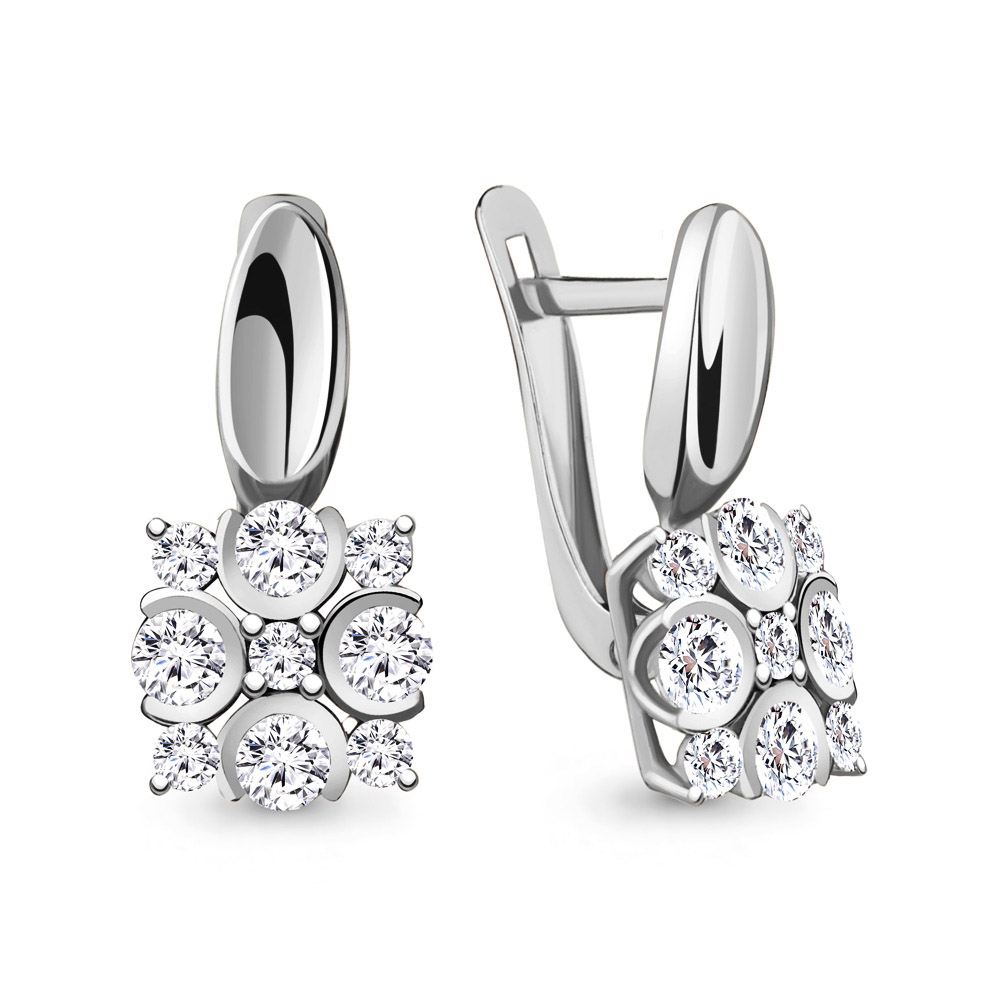 48309А Серьги из Серебра с фианитами