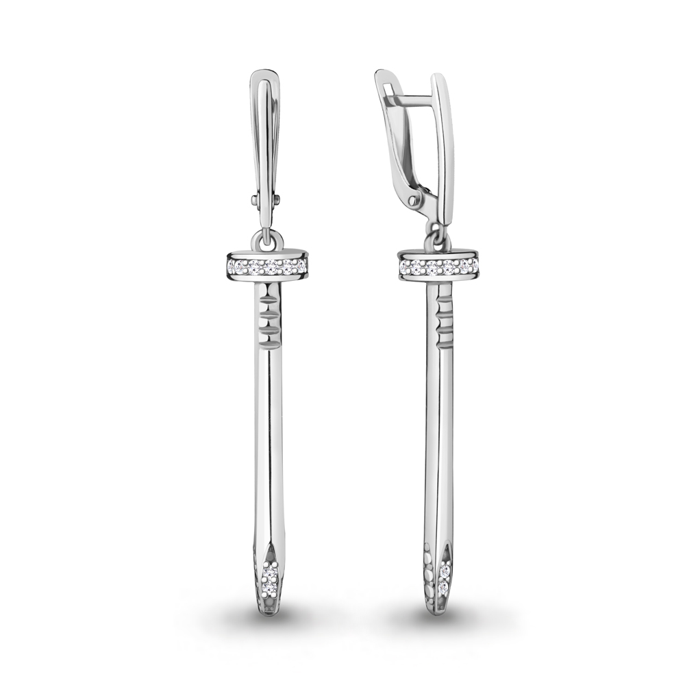 48381А Серьги из Серебра с фианитами