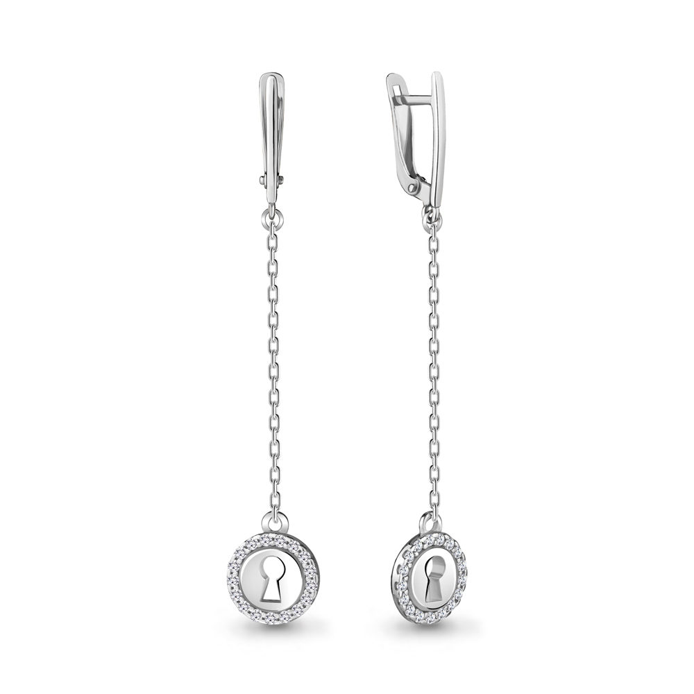 48387А Серьги из Серебра с фианитами