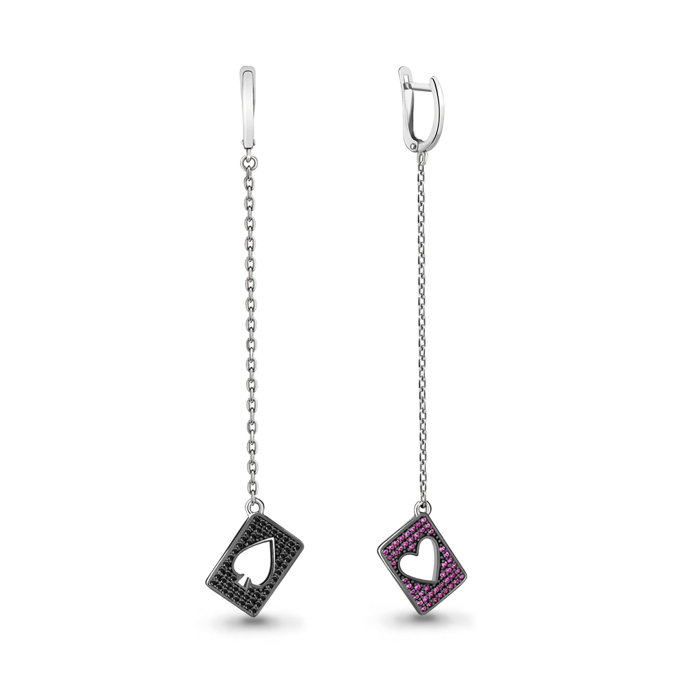 48399ВЧ Серьги из Серебра с корундами иск., нанокристаллами