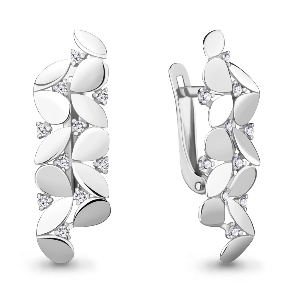 48471А Серьги из Серебра с фианитами из коллекции "Тея"