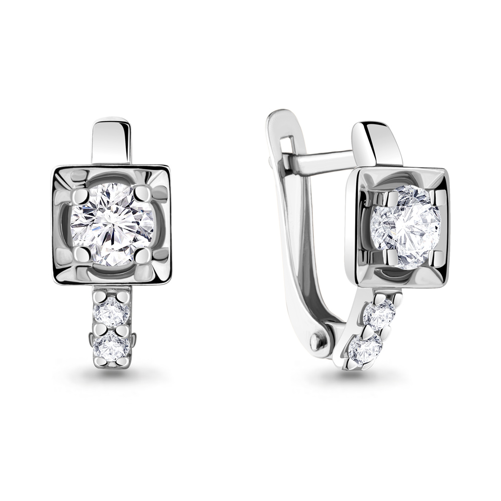 484841А Серьги из Серебра с фианитами