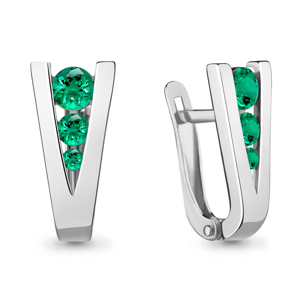 48511Г Серьги из Серебра с наноизумрудами