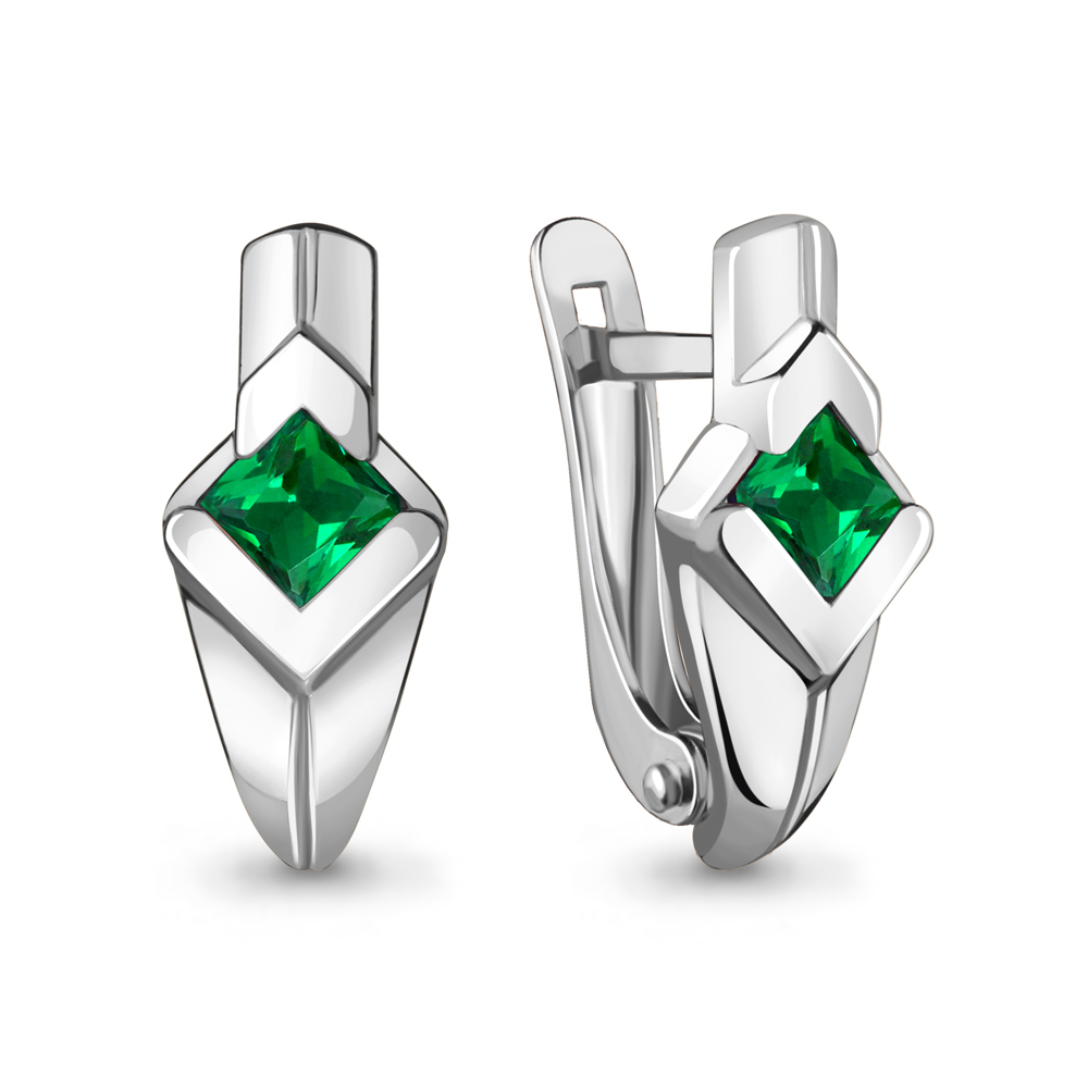 48517П Серьги из Серебра с наноизумрудами