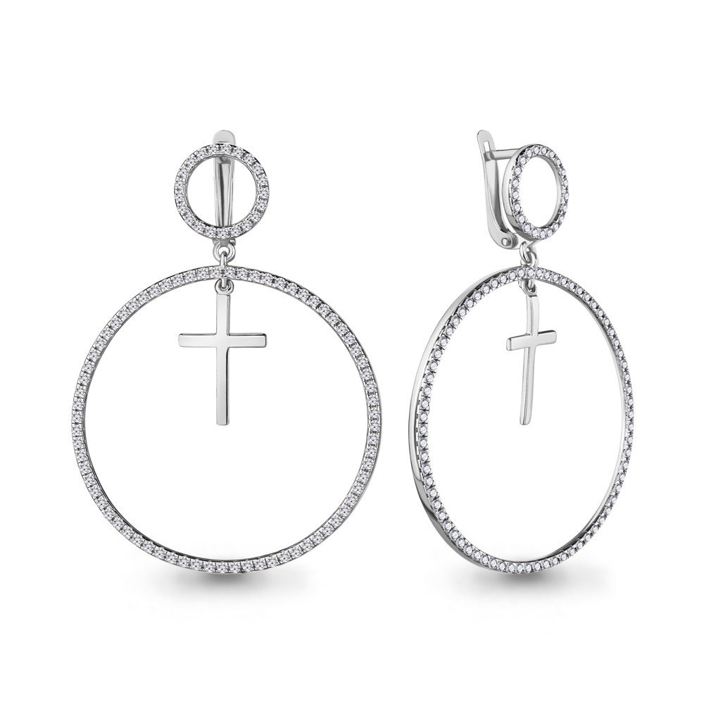 48529А Серьги из Серебра с фианитами из коллекции "Brave"