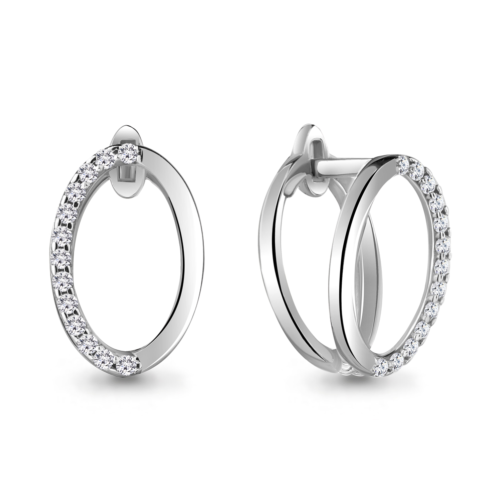 48536А Серьги из Серебра с фианитами из коллекции "Twin"