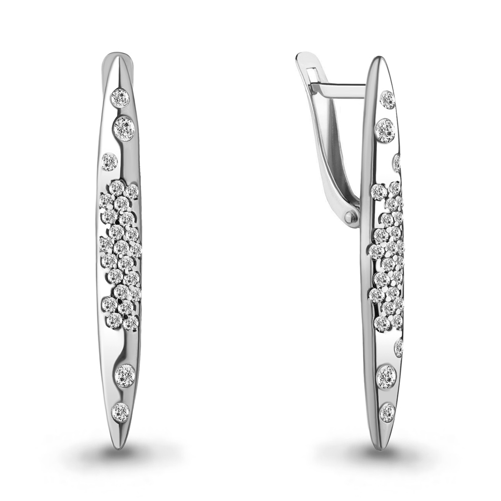 48546А Серьги из Серебра с фианитами из коллекции "Андромеда"