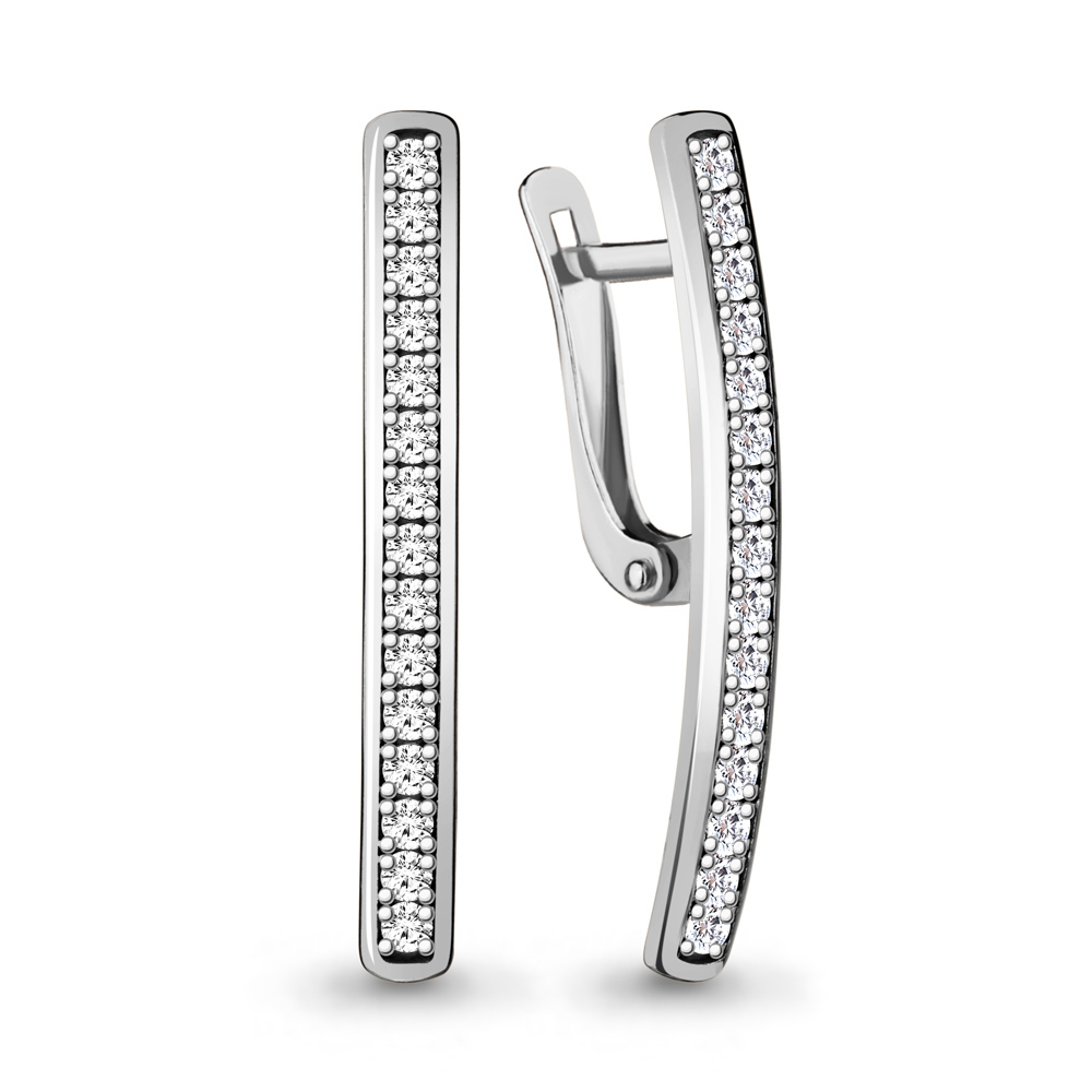 48549А Серьги из Серебра с фианитами из коллекции "Geometry"