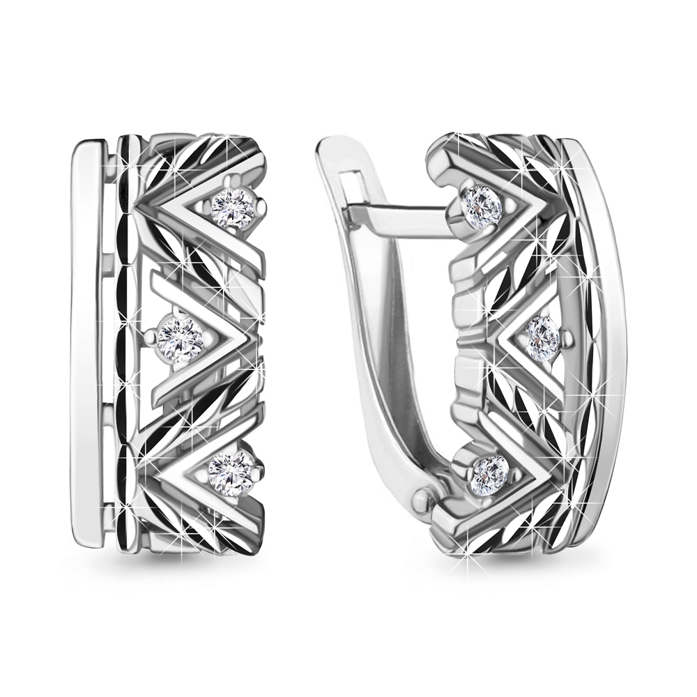 48584А Серьги из Серебра с фианитами из коллекции "Sunshine"