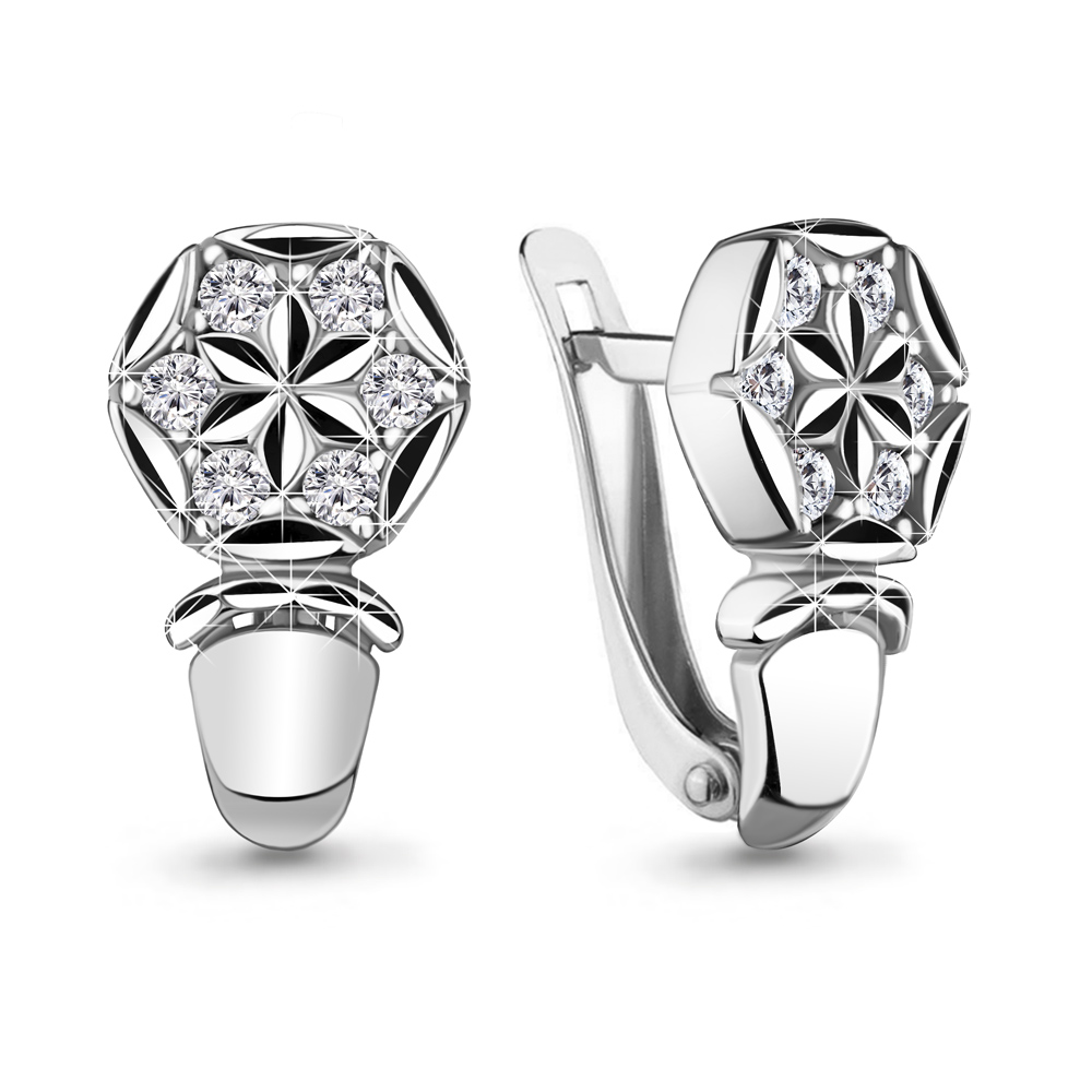 48585А Серьги из Серебра с фианитами из коллекции "Sunshine"