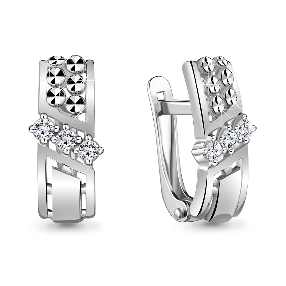 48588А Серьги из Серебра с фианитами из коллекции "Sunshine"