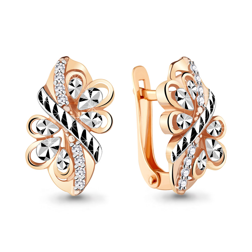 48592А Серьги из Золота с фианитами из коллекции "Sunshine"