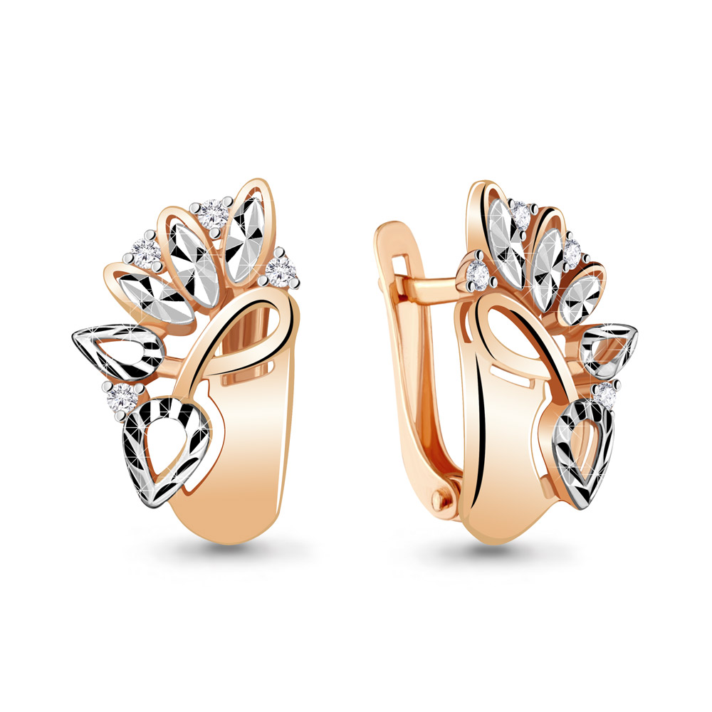 48594А Серьги из Золота с фианитами из коллекции "Sunshine"