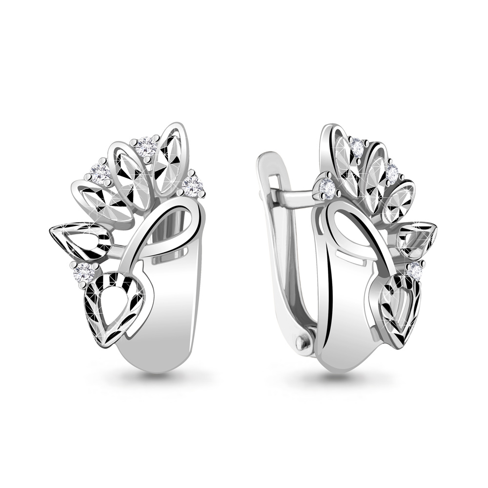 48594А Серьги из Серебра с фианитами из коллекции "Sunshine"