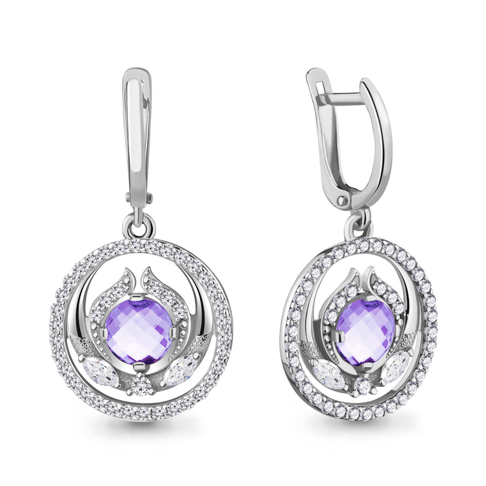 48607АД Серьги из Серебра с фианитами