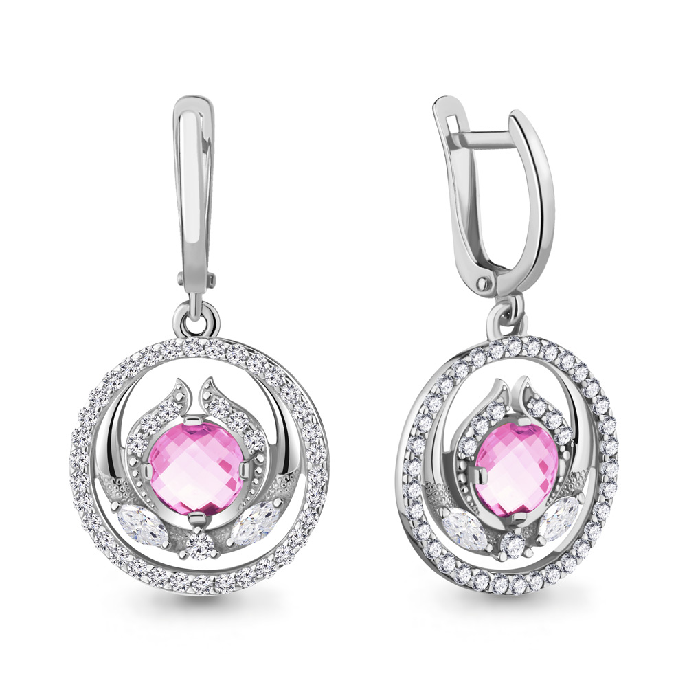 48607АВ Серьги из Серебра с фианитами