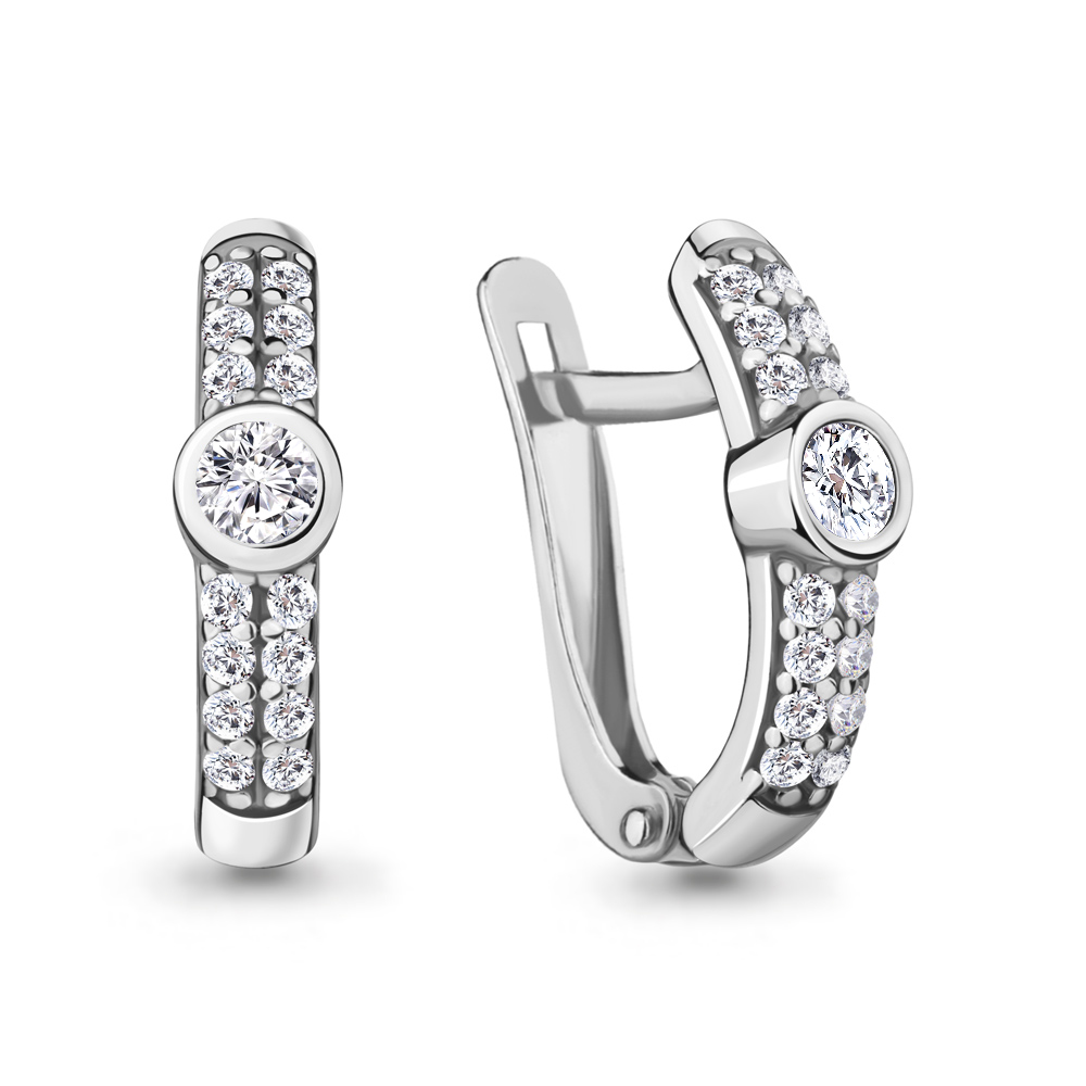 48636А Серьги из Серебра с фианитами