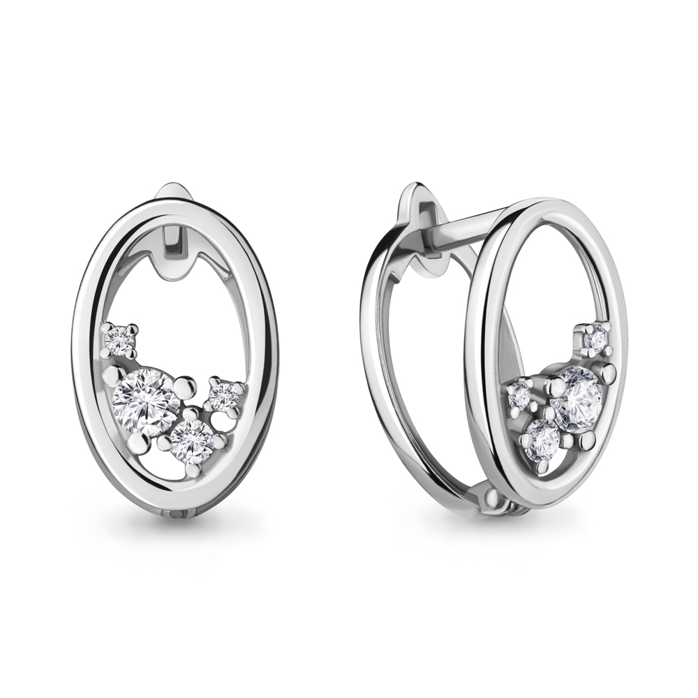 48640А Серьги из Серебра с фианитами из коллекции "Twin"