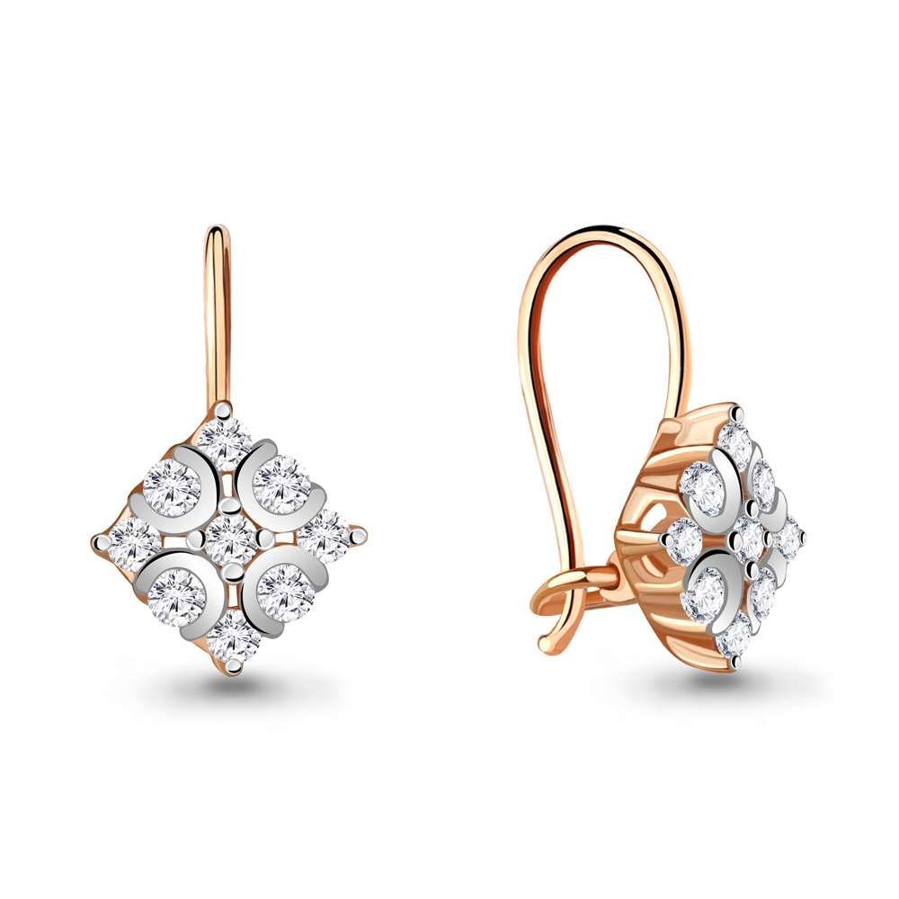 48647А Серьги из Золота с фианитами из коллекции "Happy"