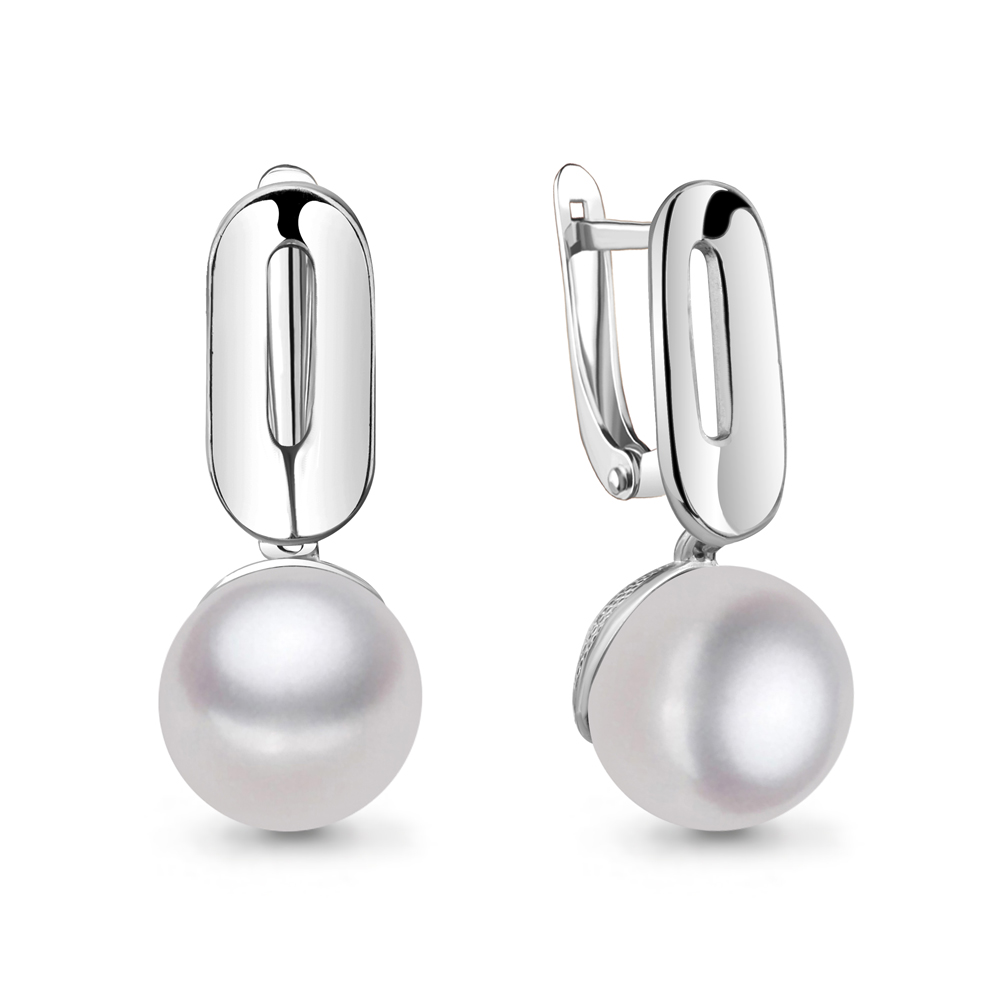 48681 Серьги из Серебра с хрустальным жемчугом