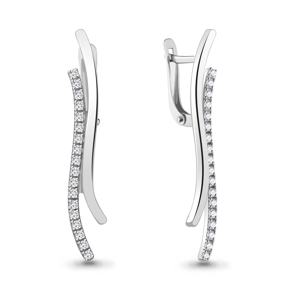 48687А Серьги из Серебра с фианитами