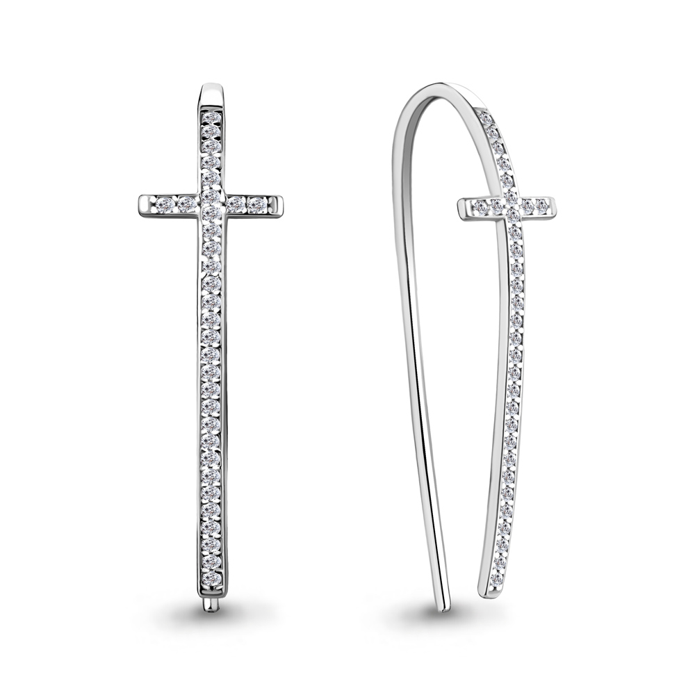 48694А Серьги из Серебра с фианитами из коллекции "Brave"