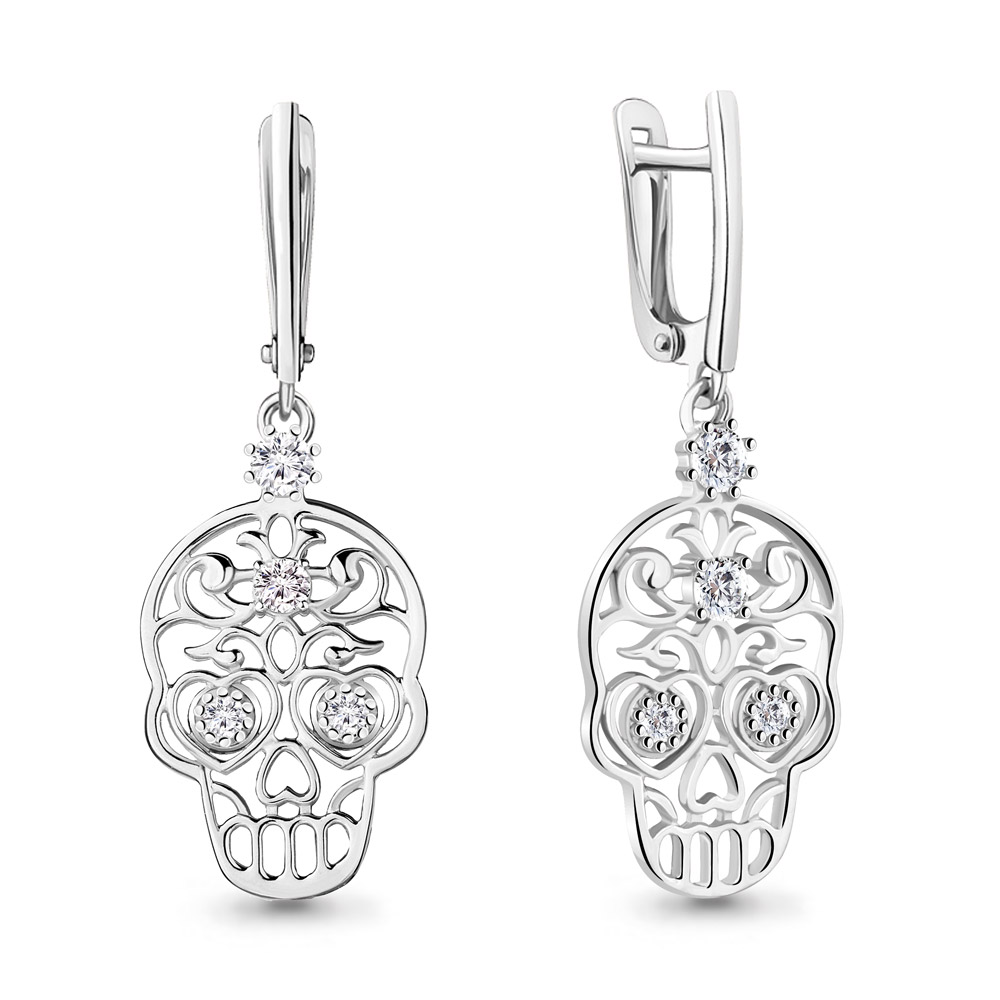 48737А Серьги из Серебра с фианитами из коллекции "Brave"