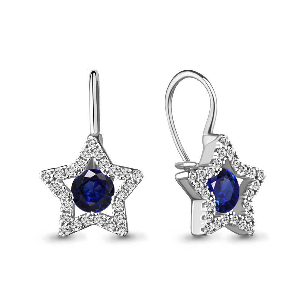 48771АБ Серьги из Серебра с наносапфирами, фианитами из коллекции "Клеопатра"