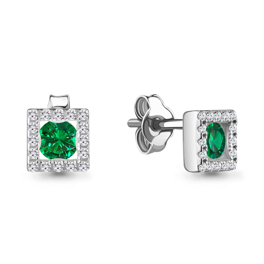 48772АГ Серьги из Серебра с наноизумрудами, фианитами из коллекции "Клеопатра"