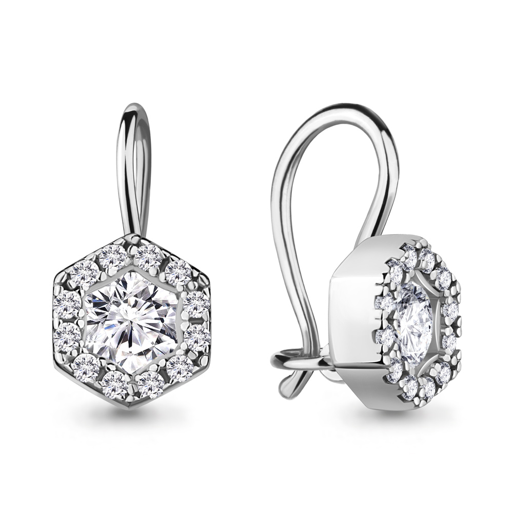 48775А Серьги из Серебра с фианитами из коллекции "Happy"