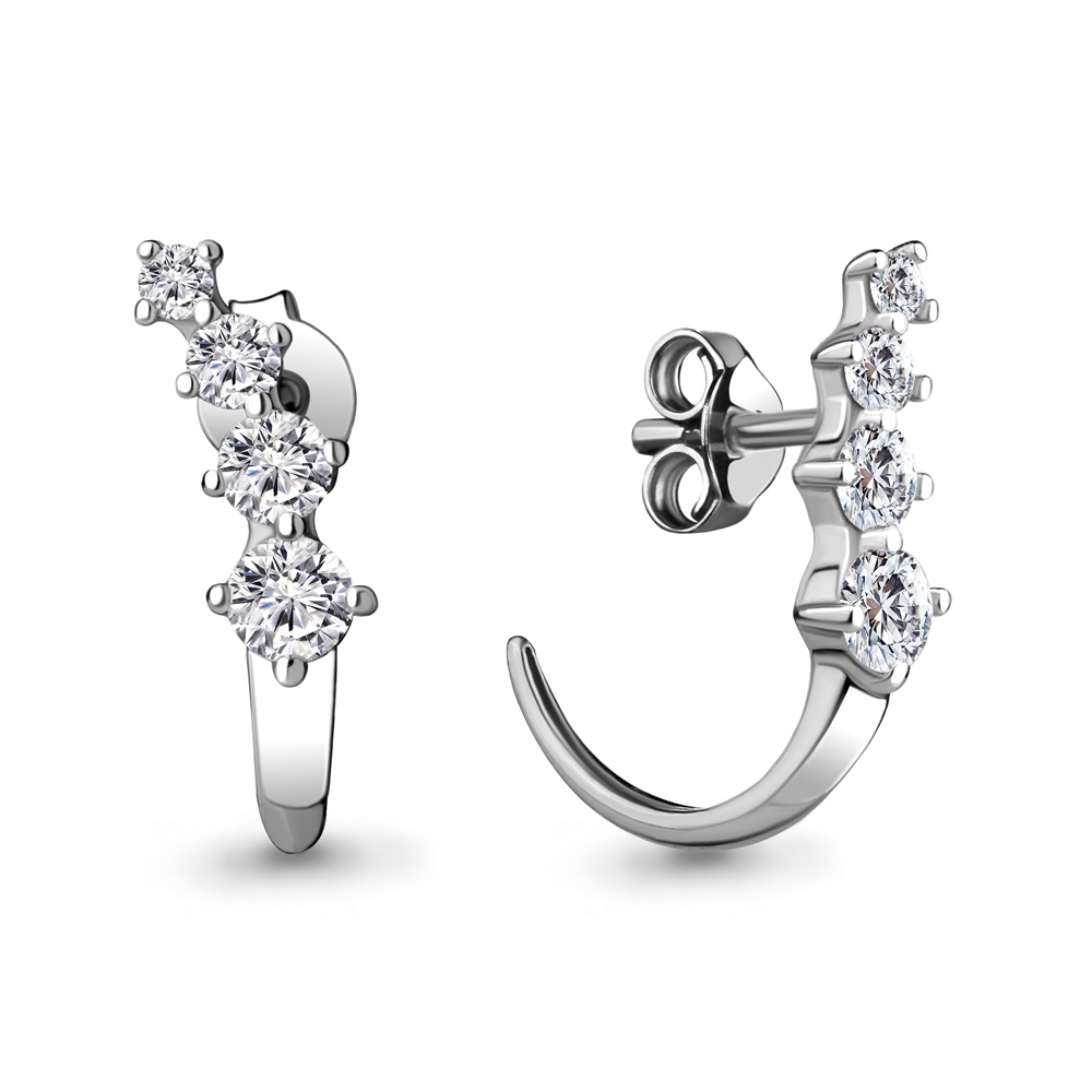 48990А Серьги из серебра с фианитами