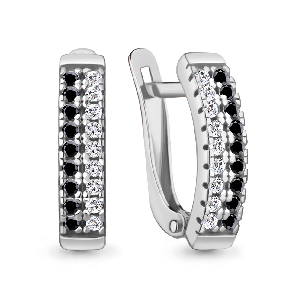 49080АЧ Серьги из Серебра с нанокристаллами, фианитами