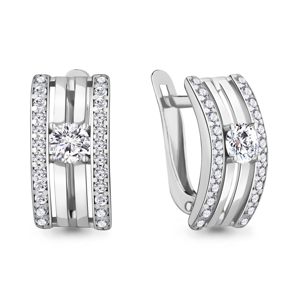 49096А Серьги из Серебра с фианитами